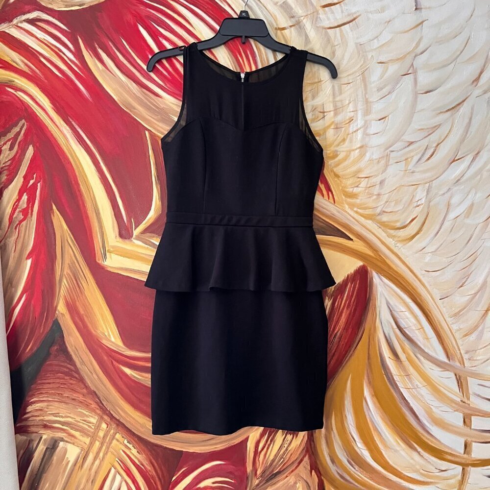 Kensie Black Sheer Mesh High Neck Cocktail Dress - S
